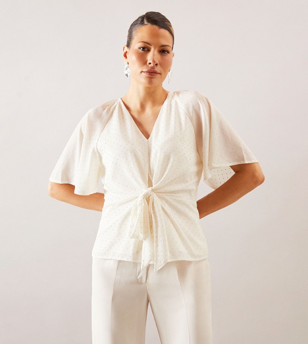 Embellished Tie Front Top
