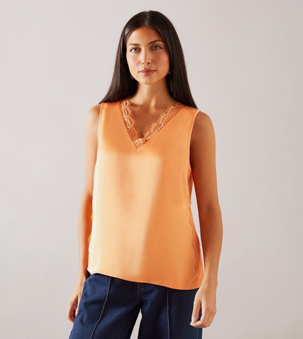 Lace Trim Sleeveless Top