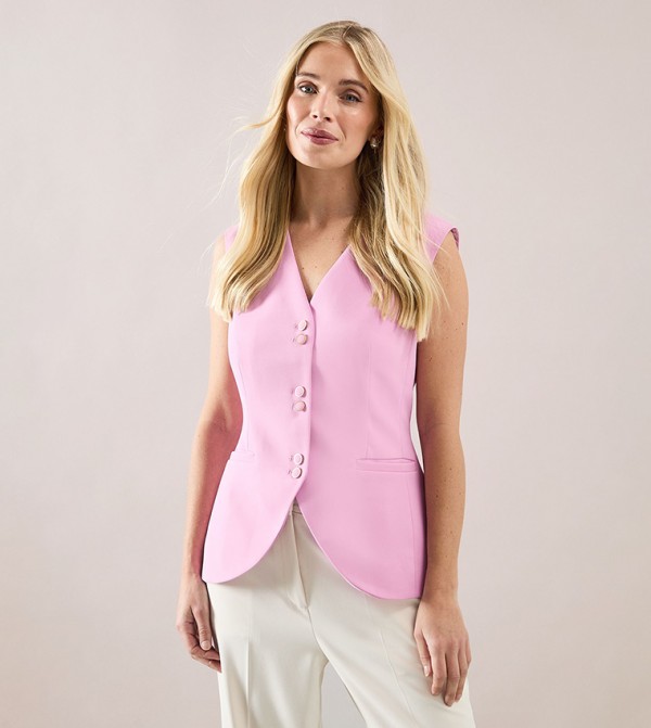 Petite Longline Button Detail Waistcoat