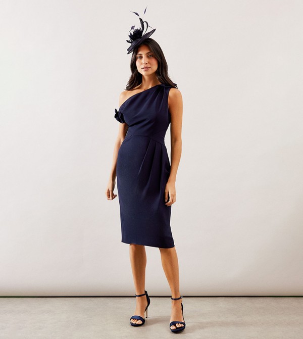 Woven Tie Shoulder Pencil Dress