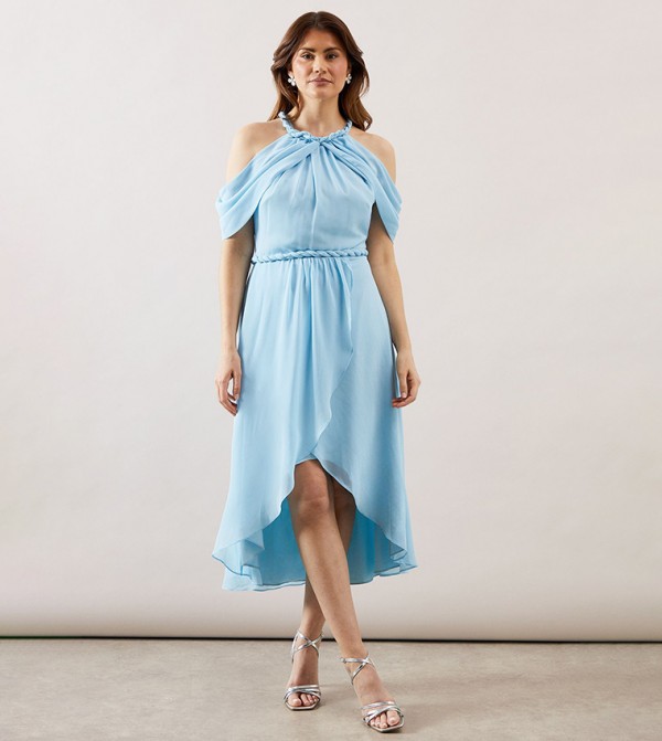 Chiffon Halterneck Trim Detail Dress