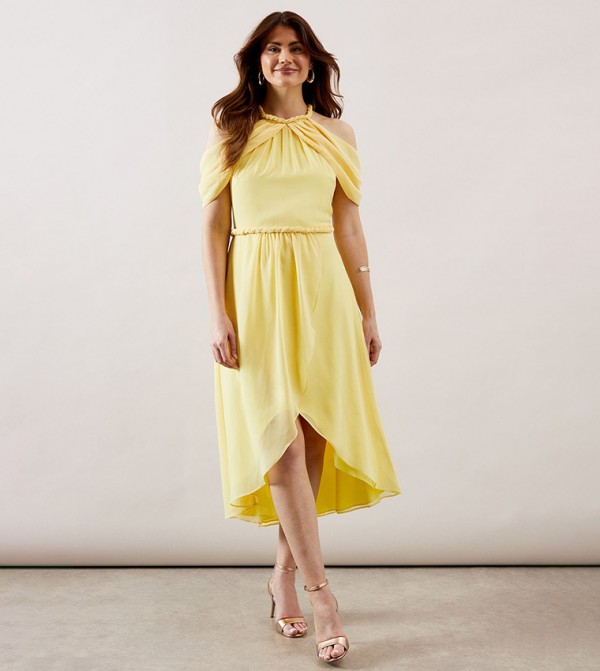 Chiffon Halterneck Trim Detail Dress