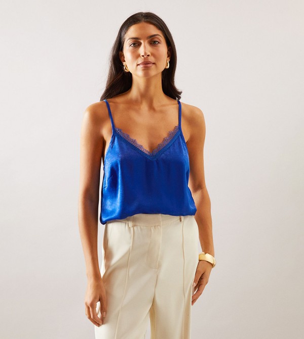 Lace Trim Satin Cami Top