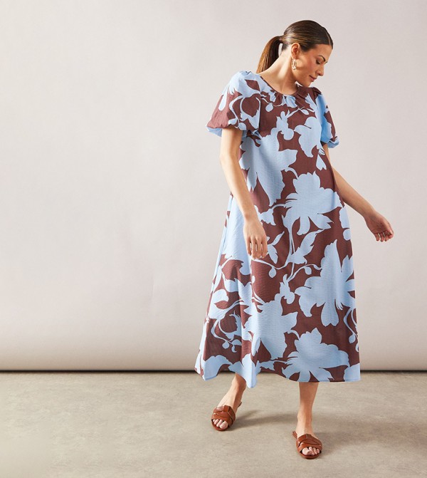 Floral Printed Tie Back Midi Dress
