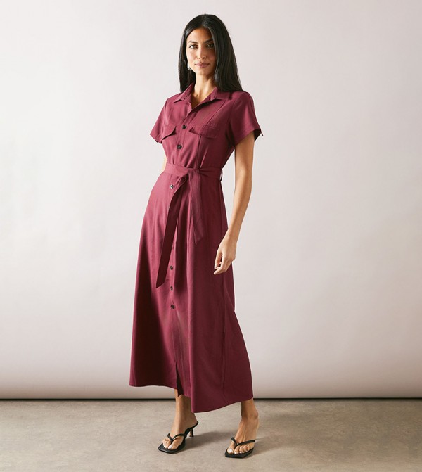Viscose Linen PockeT-Shirt Midaxi Dress