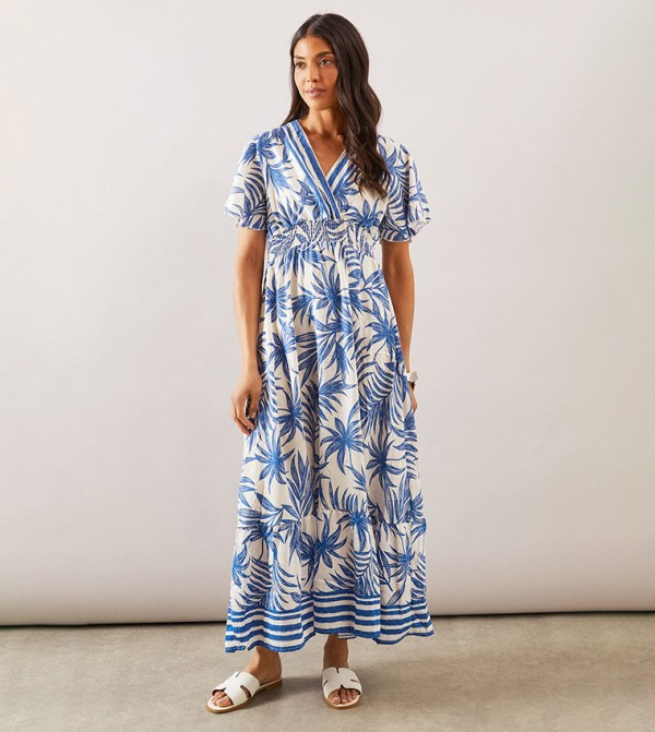 Floral Print Short Sleeves Midi Dress