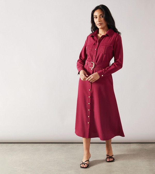 Petite Crepe Stud Detail Shirt Dress