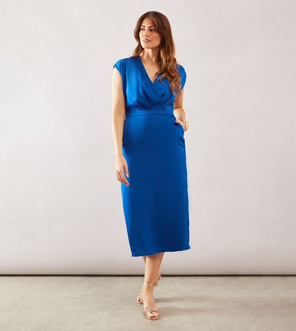 Satin Sleeveless Wrap Midi Dress