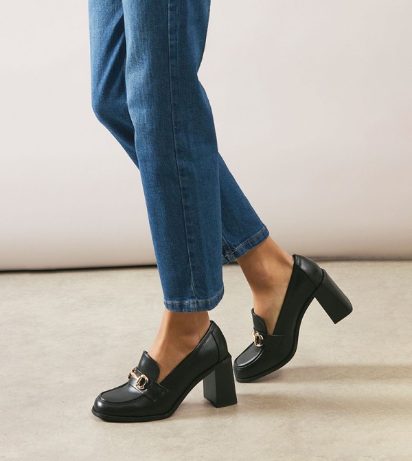 Junelith Faux Leather Block Loafer Pumps