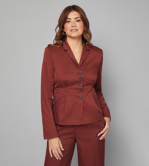 Pleat Front Waist Binding Blazer