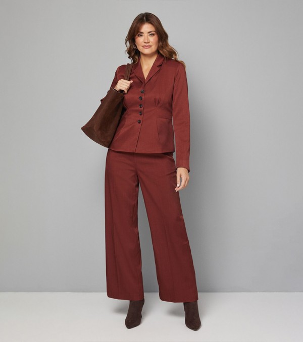 Pleat Detail Wide Leg Trousers