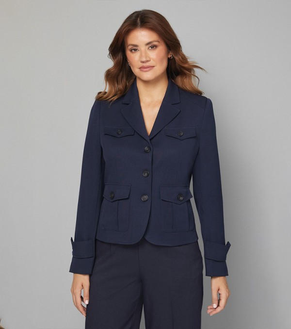 Four Pocket Lapel Collar Utility Jacket