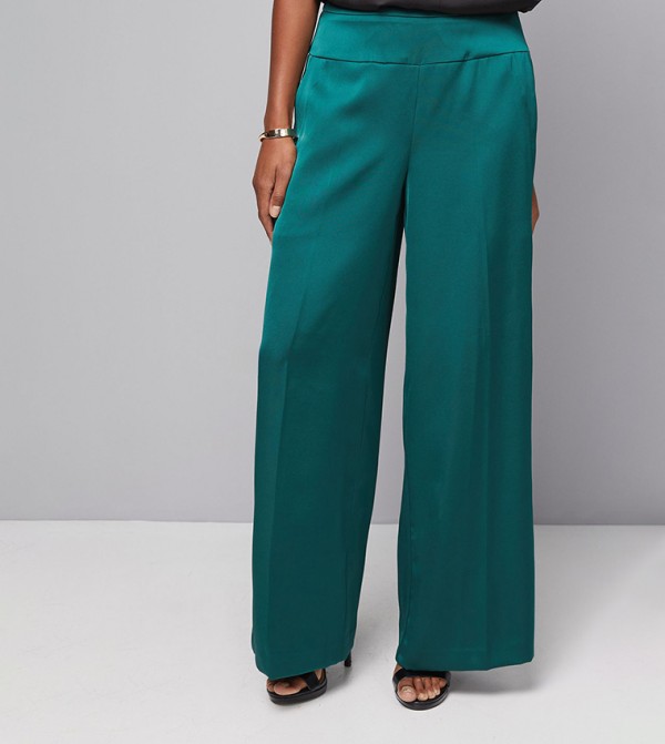 Side Seam Detail Wide Leg Trousers