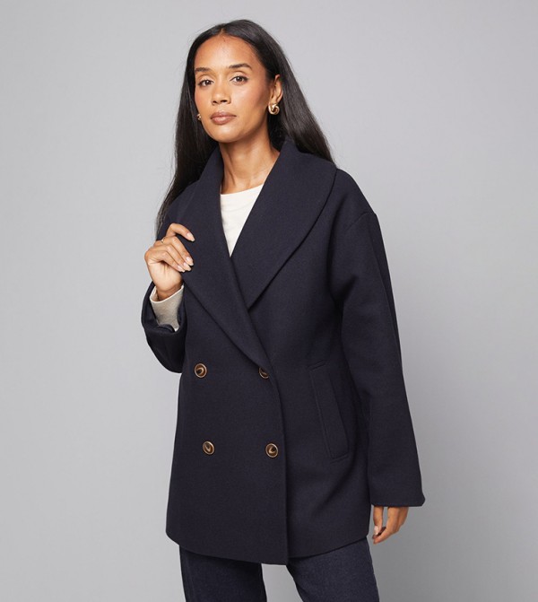 Shawl Collar Double Breasted Coat