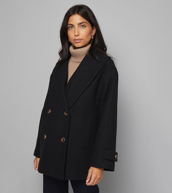 Shawl Collar Double Breasted Coat
