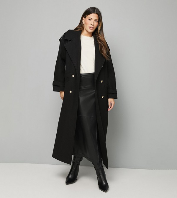 Wide Lapel Collar Trench Coat