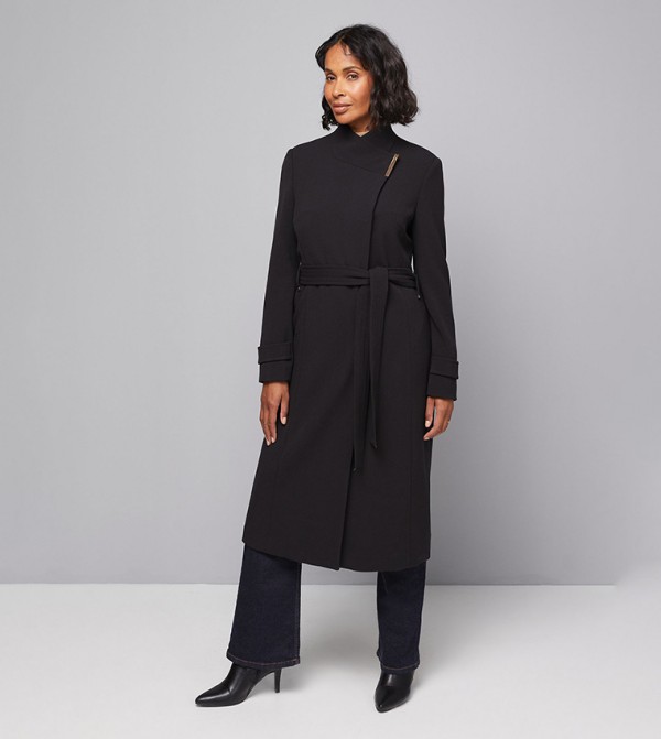 Double Crepe Wrap Belted Coat