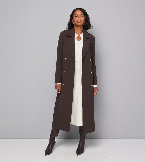 Double Crepe Long Sleeves Trench Coat