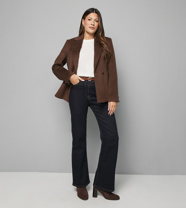 Double Breasted Puff Shoulder Blazer