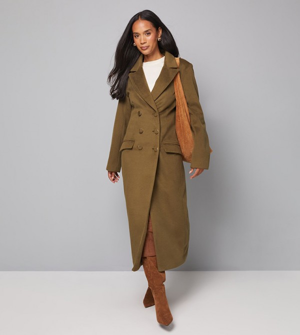 Double Breasted Pocket Detail Coat
