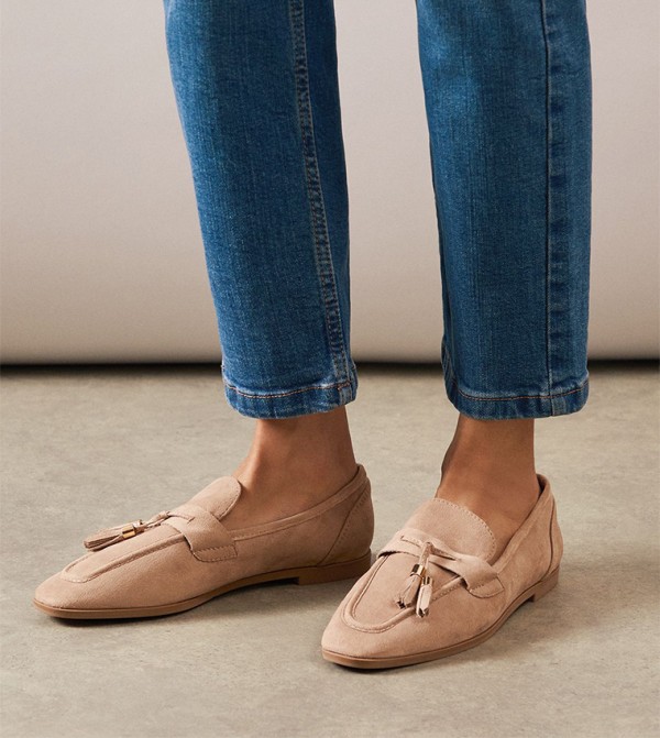Faux Suede Tassel Detail Loafers