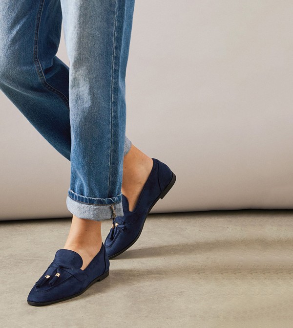Faux Suede Tassel Detail Loafers