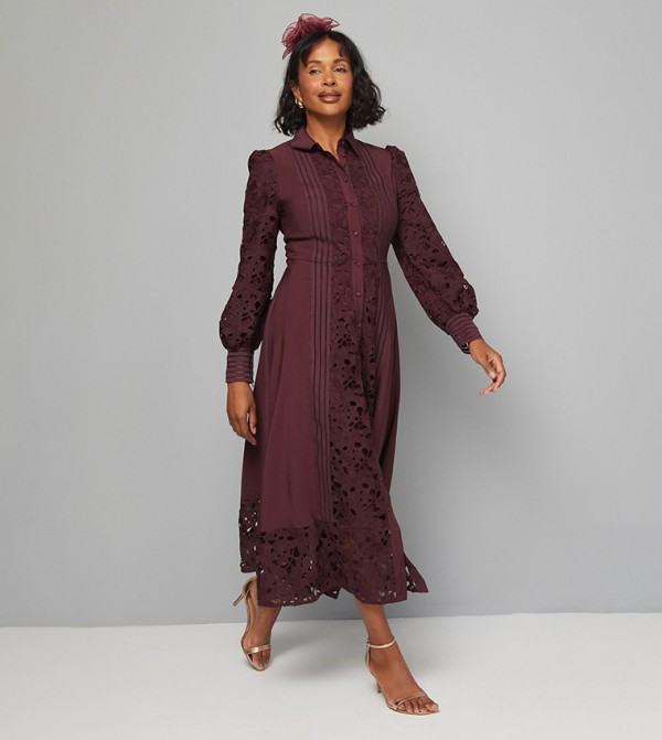 Premium Lace Button Through Maxi Dress