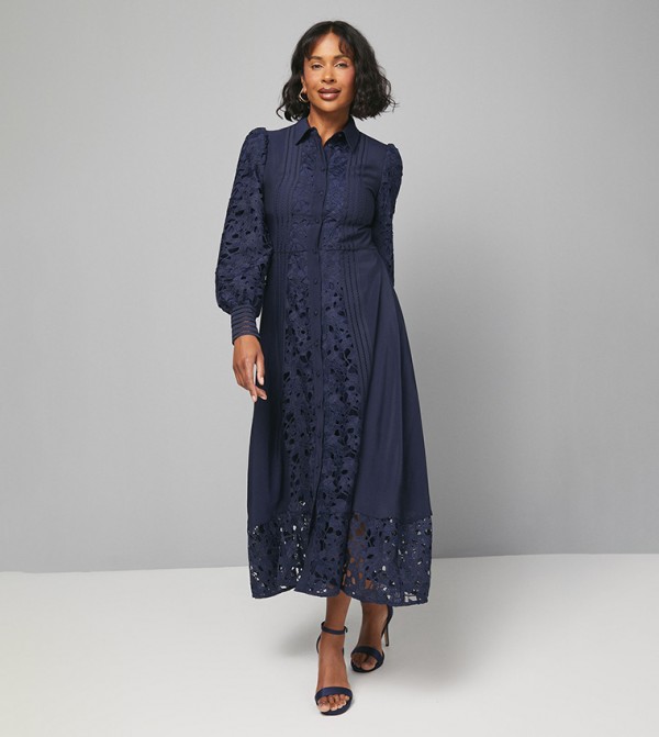 Premium Lace Button Through Maxi Dress