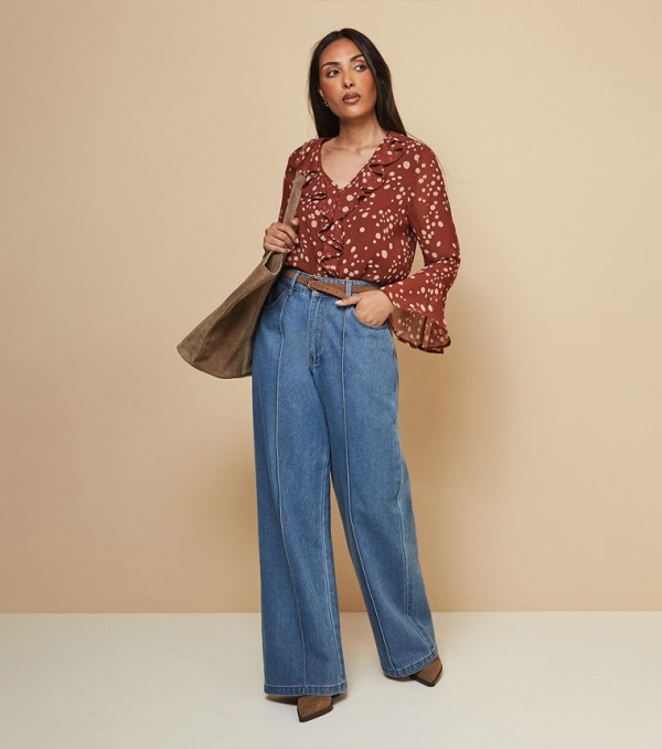 Petite Polka Dots Ruffled Top