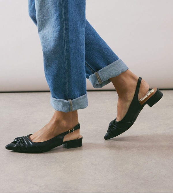 Laurie Faux Leather Soft Twist Slingback Flat Shoes