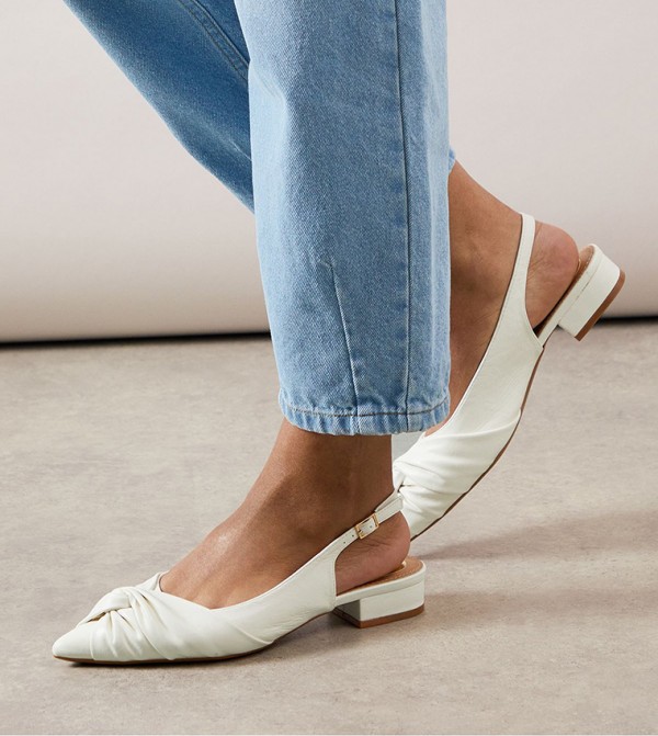 Laurie Faux Leather Soft Twist Slingback Flat Shoes