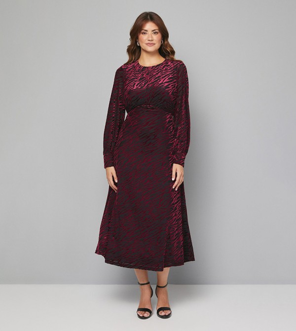 Devore Drop Hem Midi Dress