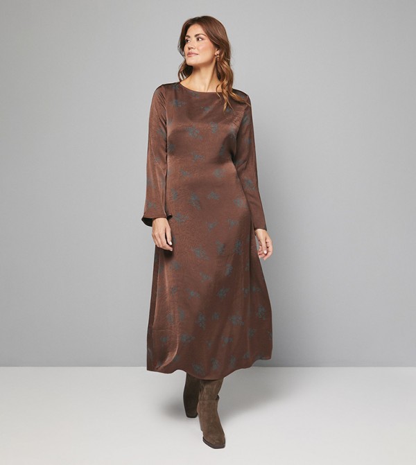 Floral Print Satin Bias Cut Midi Dress