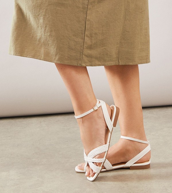 Arissa Faux Leather Plaited Flat Sandals