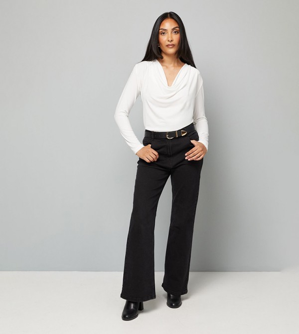 توب جيرسيه بياقة متدلية للمقاسات الصغيرة 