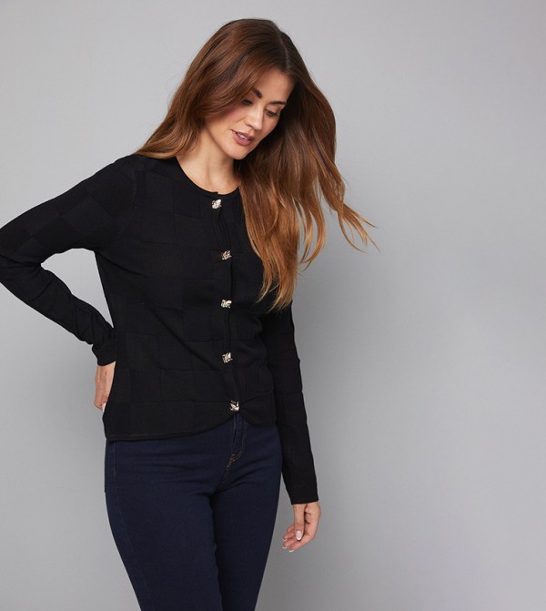 Stitch Detail Long Sleeves Cardigan