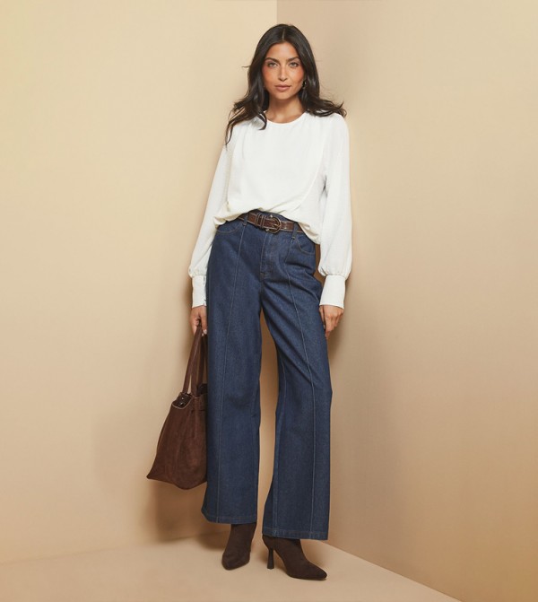 Pleated Shoulder Long Sleeves Top