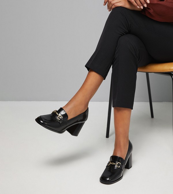Daffie Snaffle Trim High Block Heeled Loafers