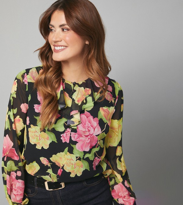 توب كشكش شيفون بطبعة 