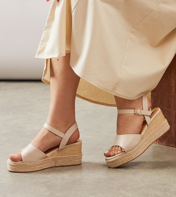 Roxy Faux Leather Wedge Sandals