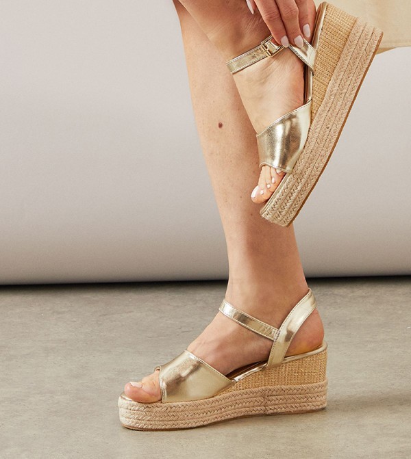 Roxy Faux Leather Wedge Sandals