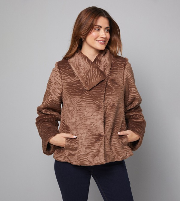 Faux Fur Collar Detail Coat