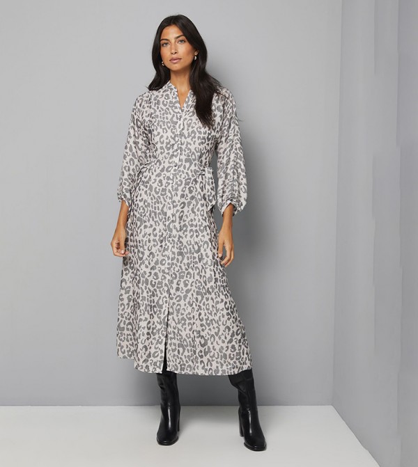 Floral Print Button Through Tie Midaxi Dress