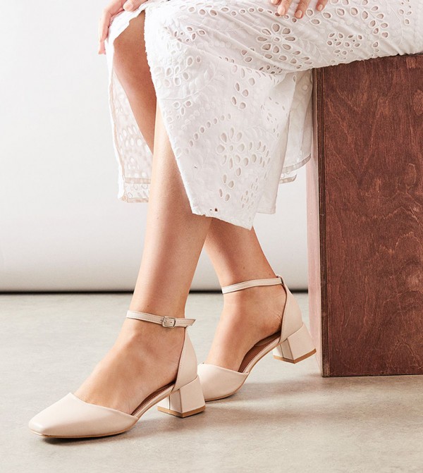 Fernanda Faux Leather Square Toe Block Heel Pumps