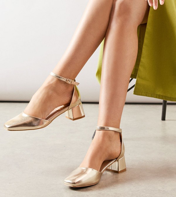 Fernanda Faux Leather Square Toe Block Heel Pumps