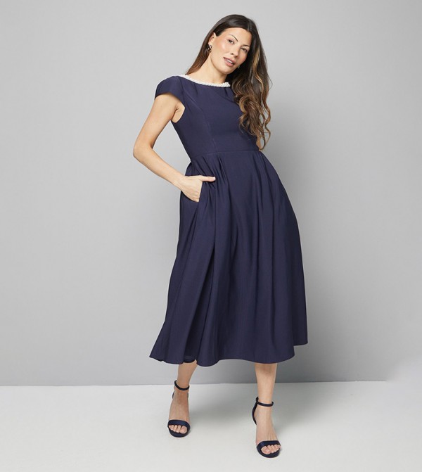 Printed Ottoman Twill Midi Dress