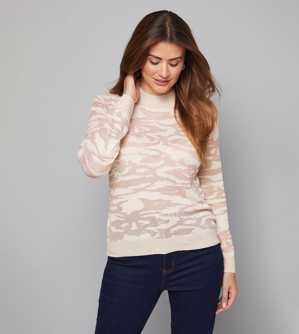 Patterned High Neck Sweater