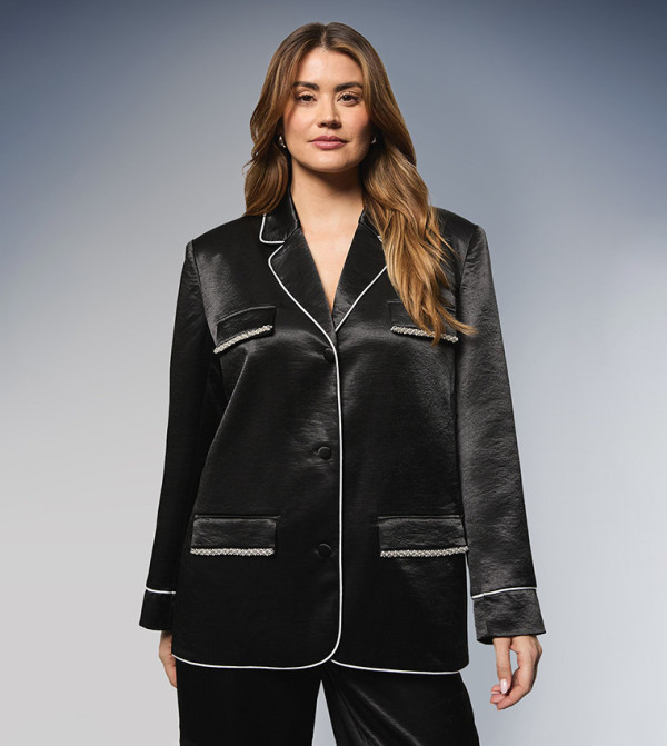 Solid Satin Pocket Trim Shirt