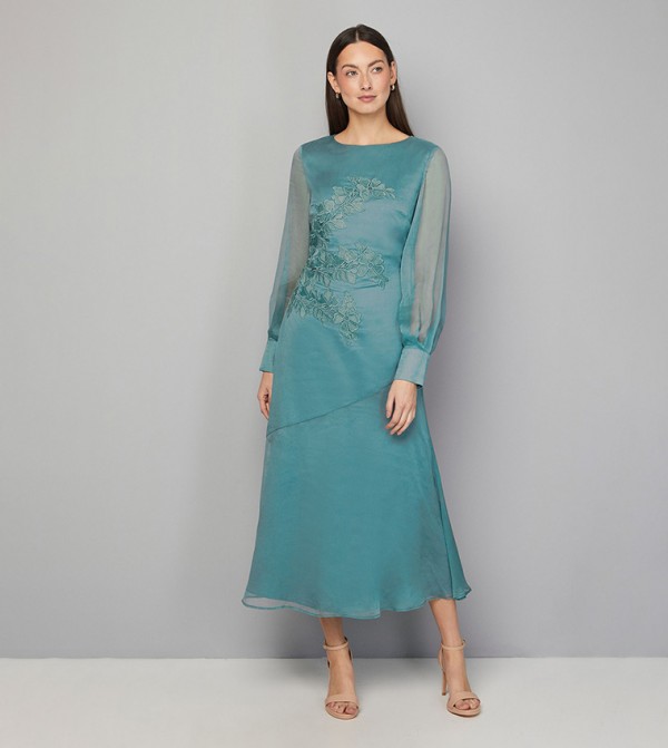 Chiffon Appliqued Midi Dress