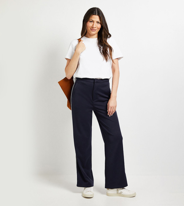 Ponte Side Striped Straight Fit Trousers